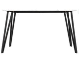 MARLOW & SHELDON DINING SET (X4 CHAIRS) - WHITE MARBLE/GREY BOUCLE FABRIC