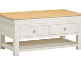 BORDEAUX 2 DRAWER COFFEE TABLE - IVORY/OAK