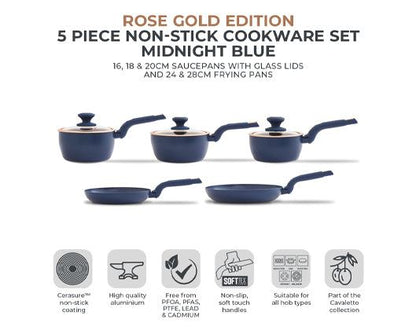 Cavaletto 5 Piece Cookware Set Midnight Blue