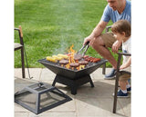 Zeno Square Fire Pit - 3 in 1 Heater/ Grill/ BBQ with Accessories