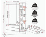 NEVADA 3 DOOR 2 DRAWER WARDROBE - BLACK WOOD GRAIN