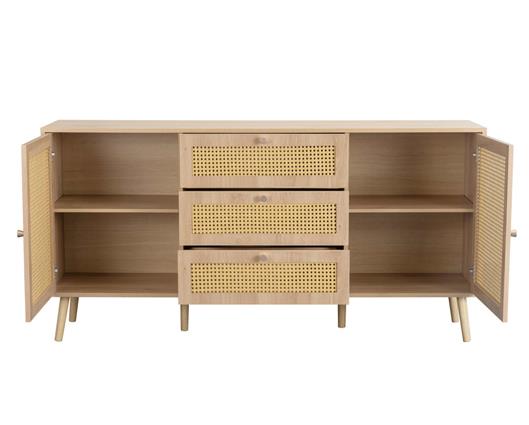 Croxley Rattan 2 Door 3 Drawer Sideboard - Oak
