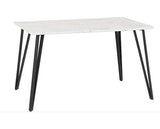 MARLOW & QUEBEC DINING SET (X4 CHAIRS) - WHITE MARBLE/GREY FAUX LEATHER