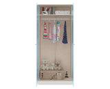 DENVER 2 DOOR WARDROBE - WHITE/BLUE GLOSS