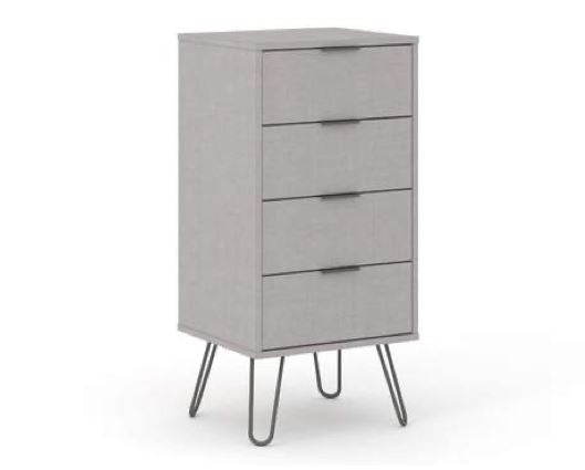 Austin Grey 4 Drawer Narrow Chest of Drawers