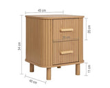 Axel 2 Drawer Fluted Bedside - Oak