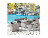 Two Tone Grey Rattan Dark Grey Cushions 5Pcs Sofa