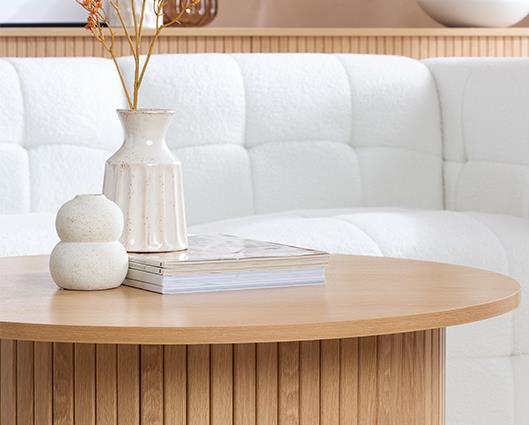 Axel Round Fluted Coffee Table - Oak