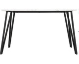 MARLOW & ATHENS DINING SET (X4 CHAIRS) - WHITE MARBLE/BROWN FAUX LEATHER