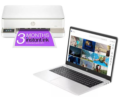 HP 15a-na0500sa 15.6" Chromebook - Intel� Pentium�, 128 GB eMMC, Silver & HP Envy 6120e All-in-One Inkjet Wireless Printer with Fax