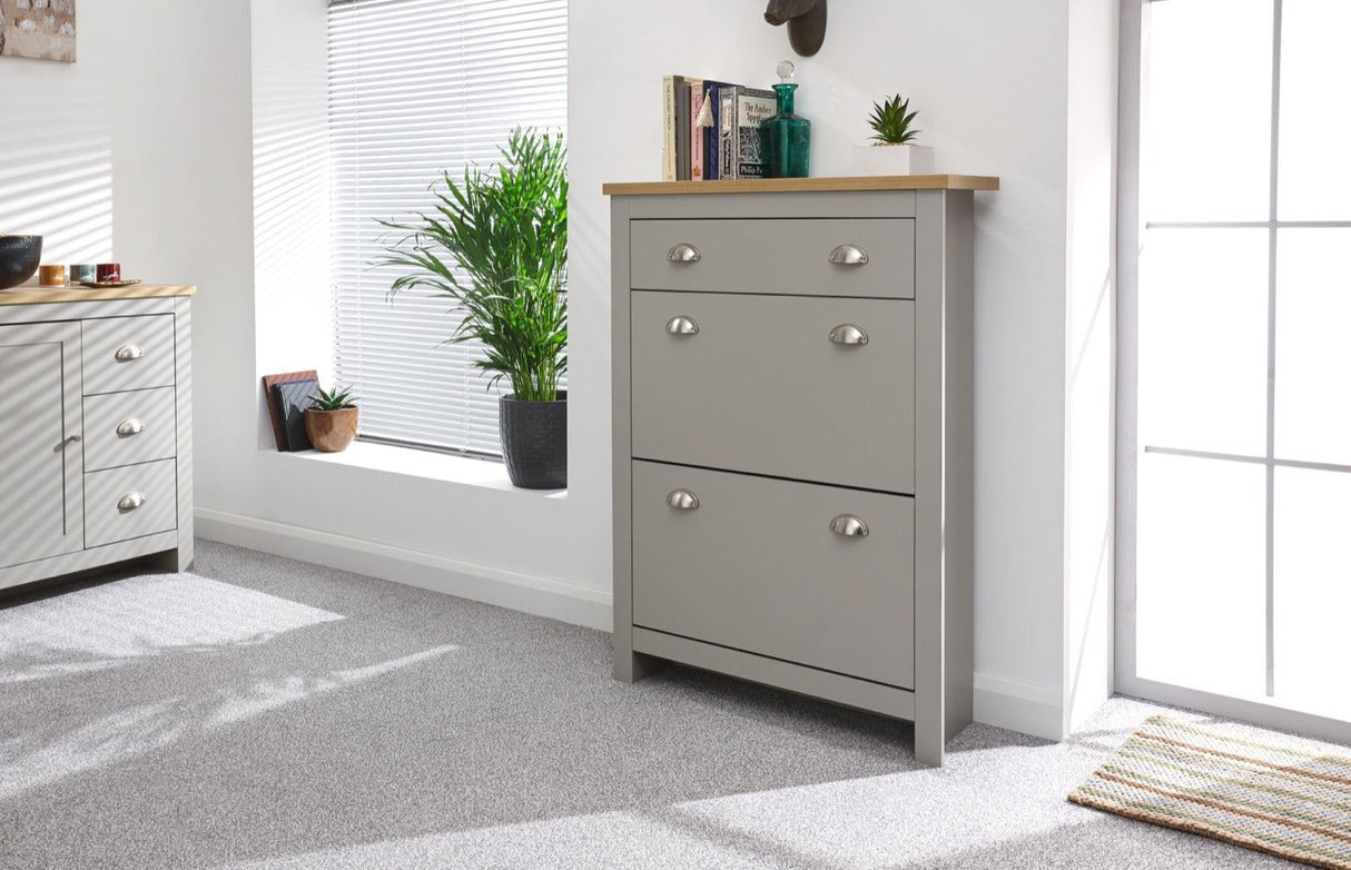 Lachlan 2 Door 1 Drawer Shoe Cabinet-Grey