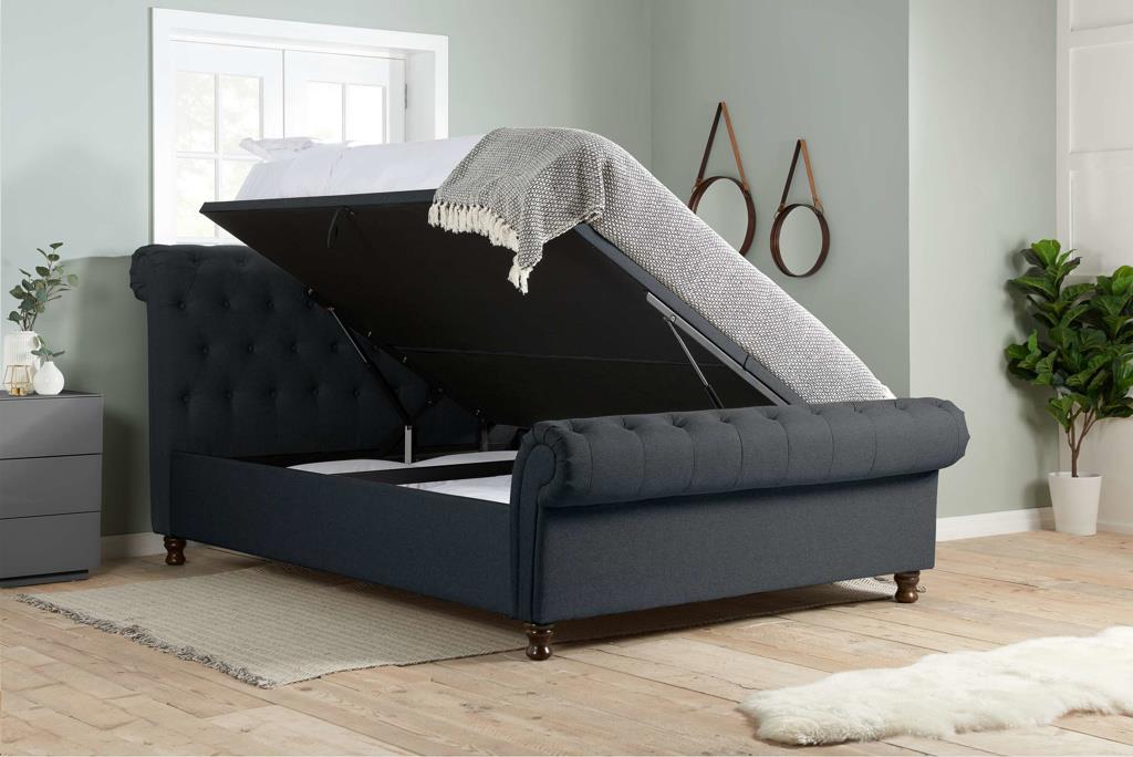 Charlton Side Lift Ottoman King Bed - Charcoal