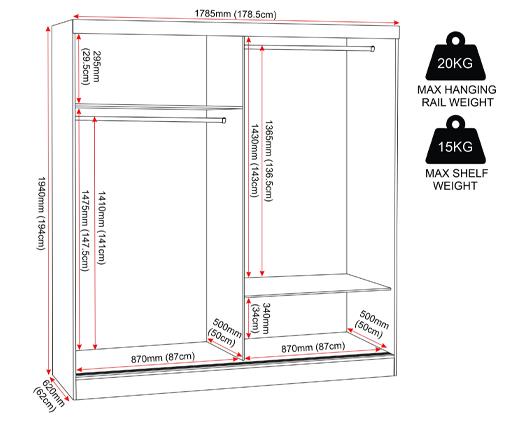 NEVADA 2 DOOR SLIDER WARDROBE - WHITE GLOSS