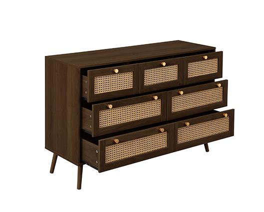 Croxley 7 Drawer Rattan Chest - Walnut
