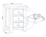 WINDSOR 3 DRAWER BEDSIDE - NATURAL OAK