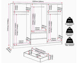 MALVERN 6 DOOR 2 DRAWER WARDROBE - URBAN SNOW