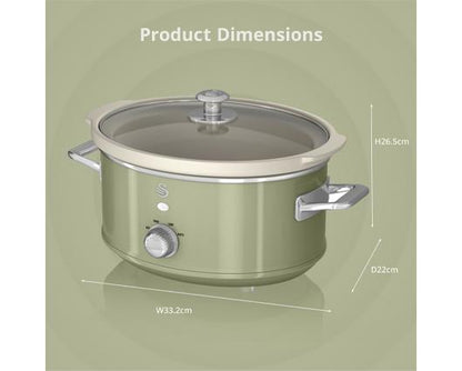 Swan 3.5L Slow Cooker Retro Green
