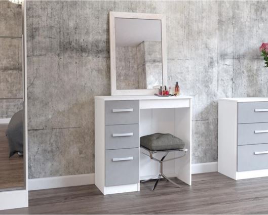 Larz 3 Drawer Dressing Table - White & Grey