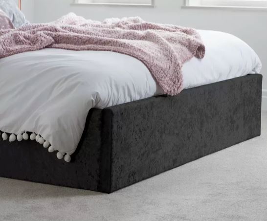 Berlin Double Ottoman Bed - Black Crushed Velvet