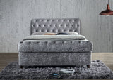 Charlton Side Lift Ottoman Super King Bed - Steel Crushed Velvet