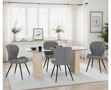 MODENA & QUEBEC DINING SET (X4 CHAIRS) - CREAM/GREY FAUX LEATHER