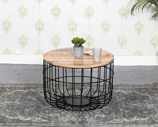 Sutton Solid Wood & Metal Wire Coffee Table