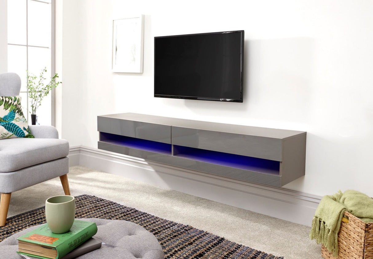 Graze LED 150cm Wall TV Unit-Grey