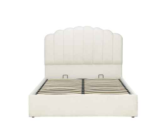 Monaco Fabric Ottoman Double Bed - White