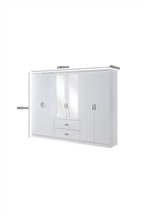 6 Door Wardrobe - White (Chrome Handles)
