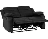Roma 2 Seater Recliner Sofa - Black Faux Leather