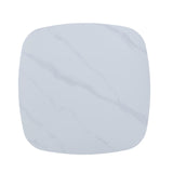 Aspen square dining table, gloss white sintered stone top with black tapered legs