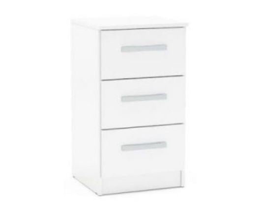 Larz 3 Drawer Bedside Table - White