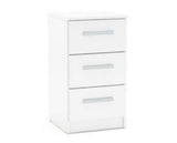 Larz 3 Drawer Bedside Table - White