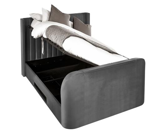 Clara Side Lift Ottoman TV Bed Dark Grey - Super King