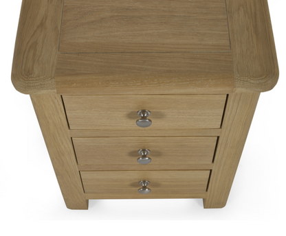 Malani Limed Oak 3 Drawer Bedside