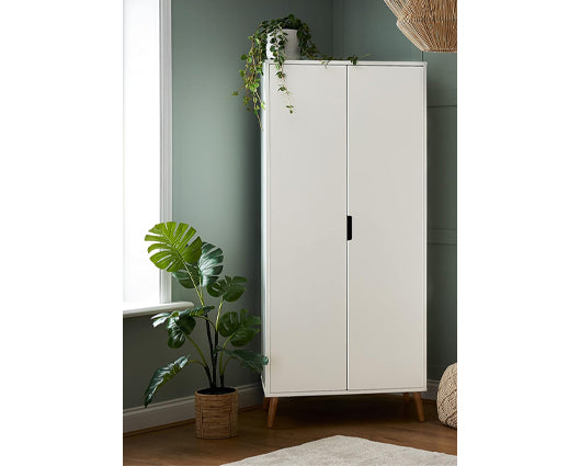 Maura Double Wardrobe - White with Natural