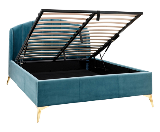 Pettine End Lift Double Ottoman Bed - Teal