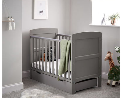 Grady Mini Cot Bed, Under Drawer + Fibre Mattress - Taupe Grey