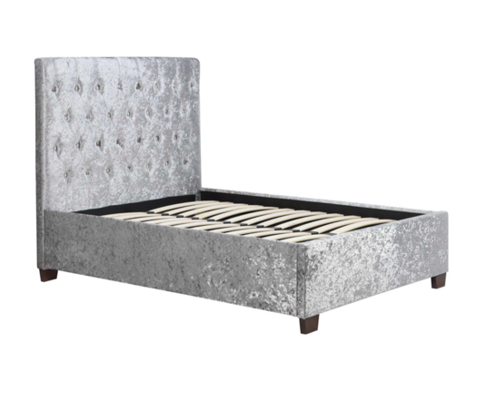 Cologne Double Bed - Grey Crushed Velvet