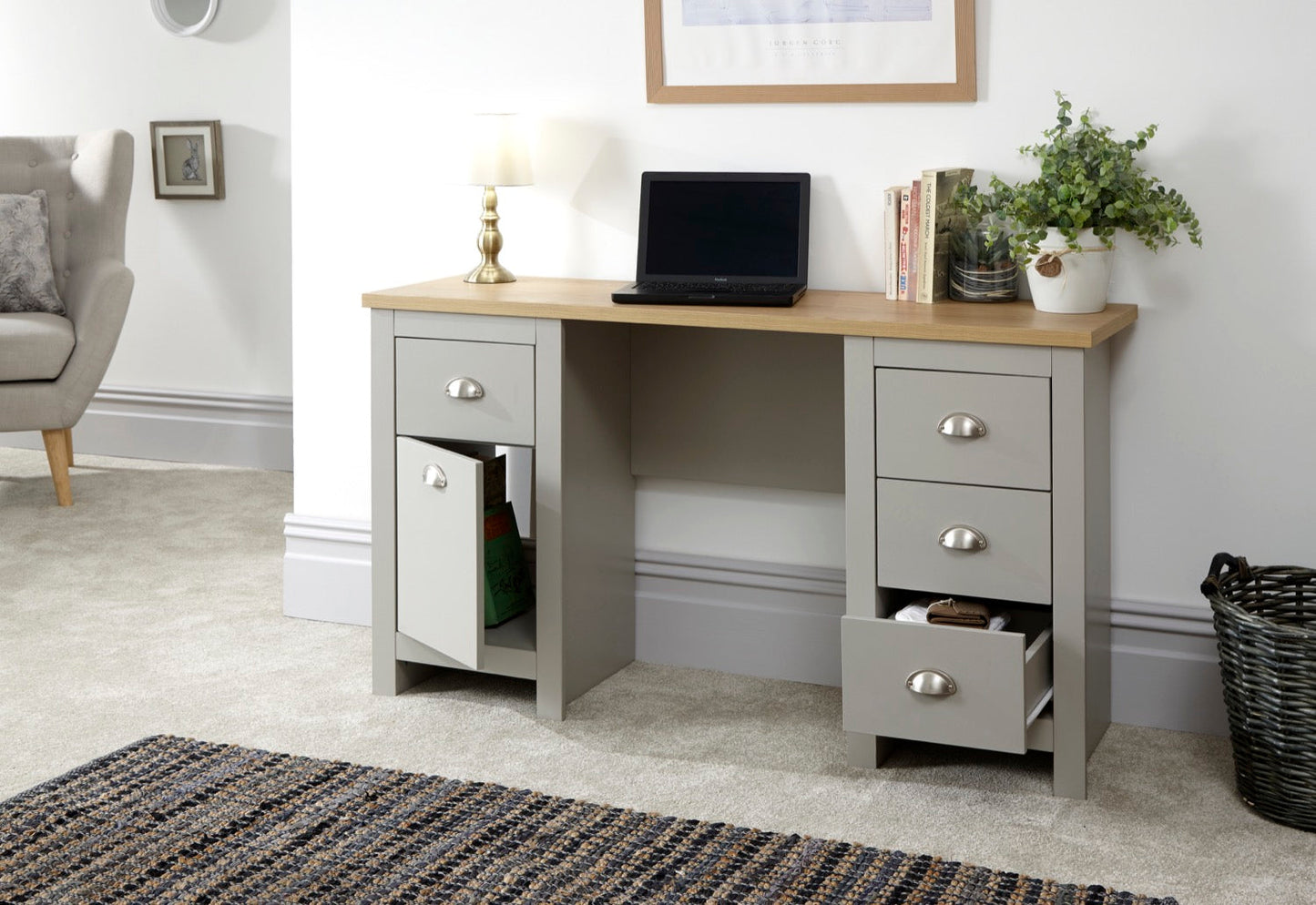 Lachlan Study Desk-Grey