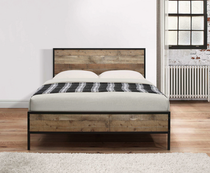 Urban Double Bed - Black & Oak