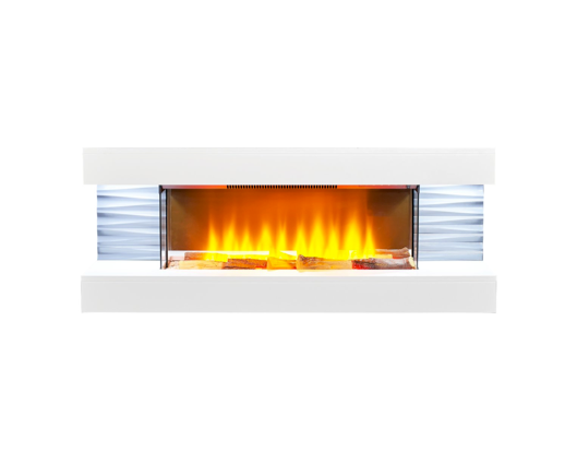 Shelby WM-9332 Electric Wall Fireplace Suite with Downlights & Remote in Pure White