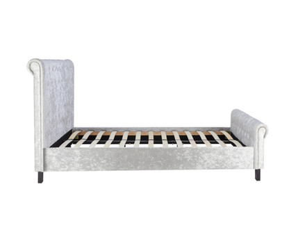 Sienna King Bed - Steel Crushed Velvet