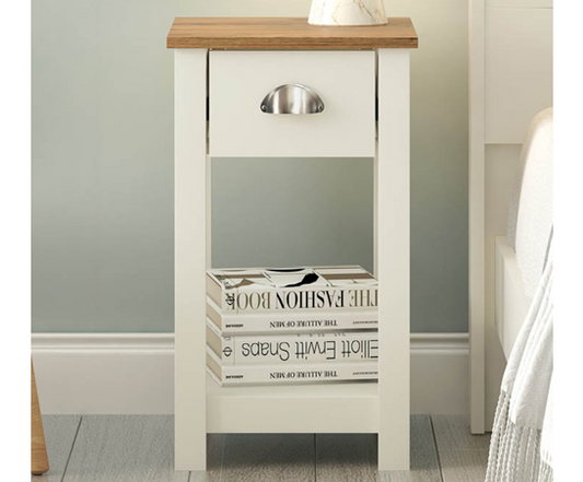 Della 1 Drawer Bedside Table- Ivory