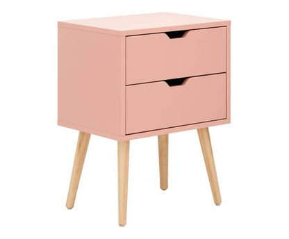 Nessi Single 2 Drawer Bedside- Coral Pink