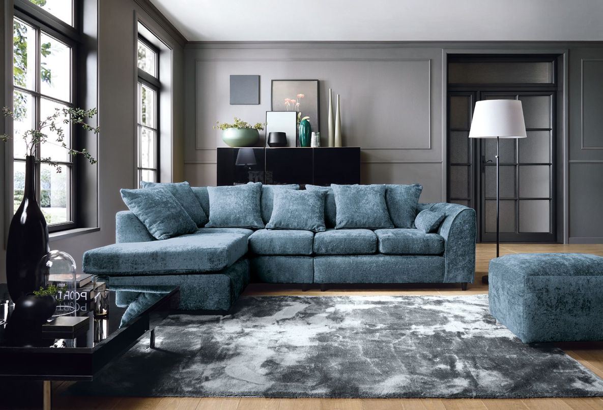 Heidi Left Hand Facing Corner Sofa Plus - Dark Blue