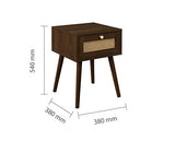 Croxley 1 Drawer Rattan Bedside - Walnut
