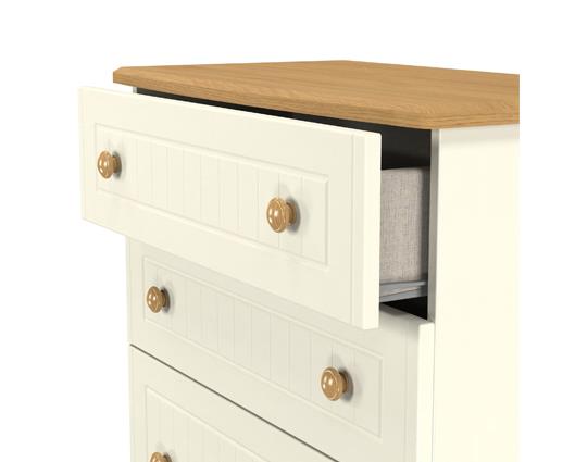 Warwick 4 Drawer Deep Chest - Cream Ash with Modern Oak Top
