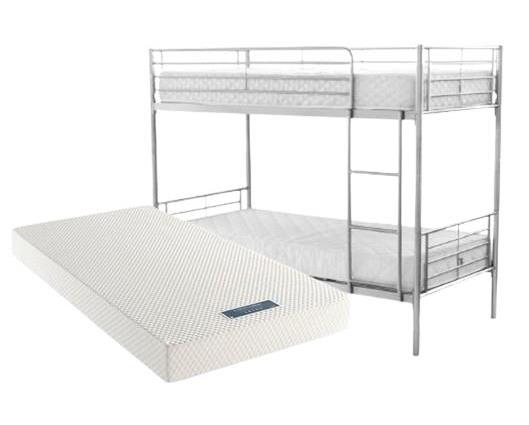 Chicago Bunk Bed Silver + 2 x Comfort Mattresses