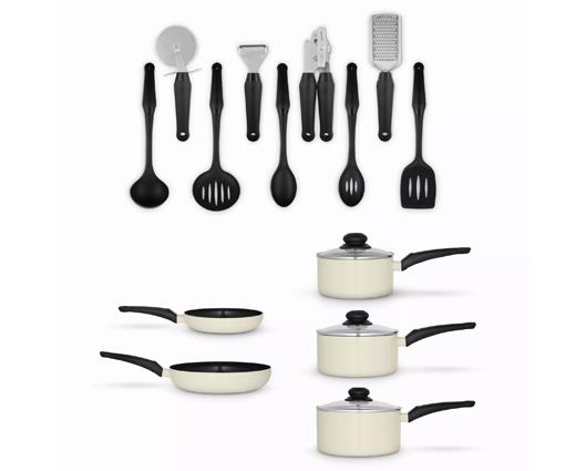 Townhouse 14 Piece Pan and Tool Set - Cream
